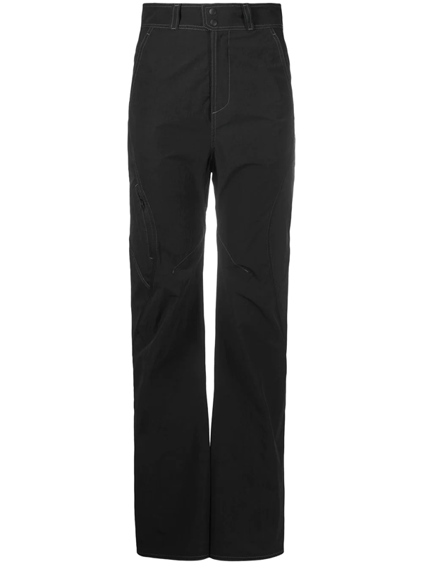 Hyein Seo High Waisted Straight Leg Trousers In Black Modesens