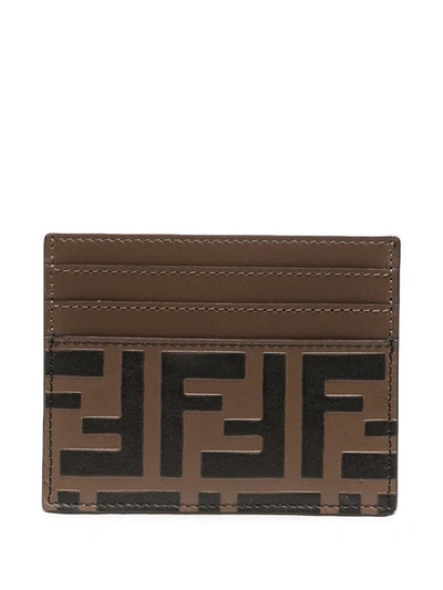 Shop Fendi Ff Logo-print Cardholder In Neutrals