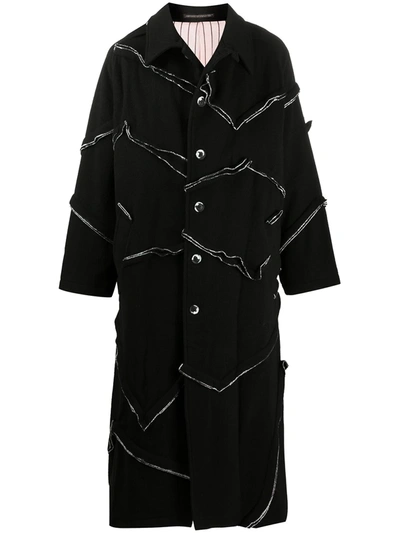 Shop Yohji Yamamoto Textured Trim Coat In Black