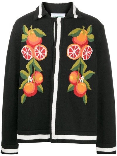 Shop Casablanca Orange Knit Cardigan In Black