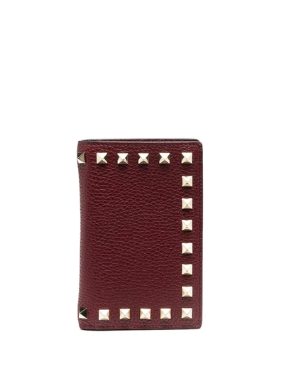 Shop Valentino Rockstud Bi-fold Wallet In Red