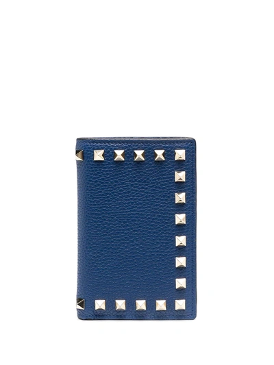 Shop Valentino Rockstud Bi-fold Wallet In Blue