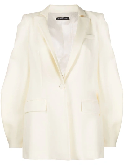 Shop Wandering Balloon-sleeve Blazer In Neutrals