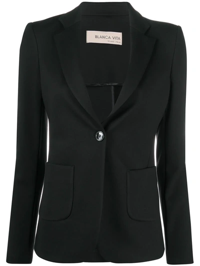 Shop Blanca Vita Single-breasted Blazer Jacket In Black