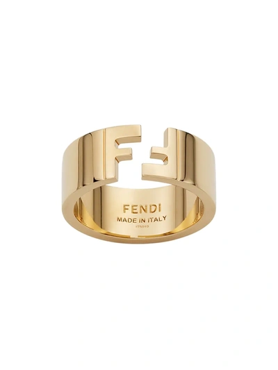 Shop Fendi Logo Detail Ring In Gold