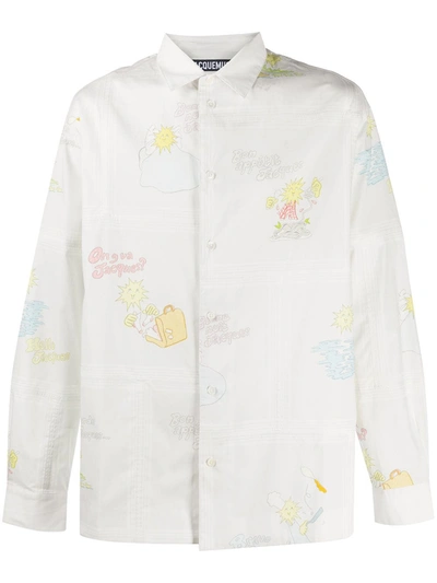 Shop Jacquemus Everyday Print Buttoned Shirt In White