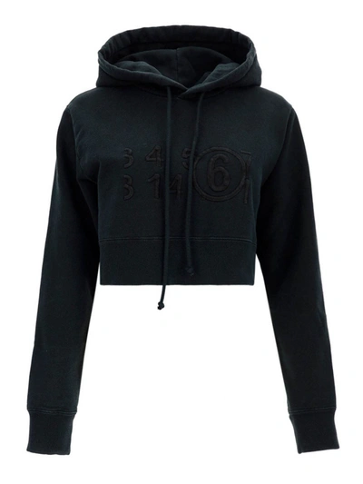 Shop Mm6 Maison Margiela Cropped Hoodie In Black