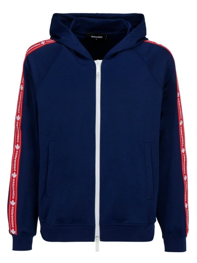 Shop Dsquared2 Logo Tape Hoodie In Blue