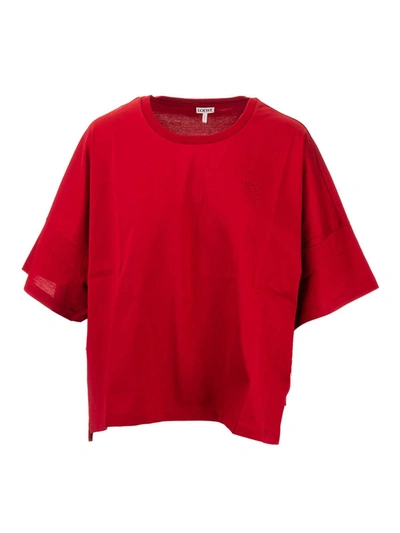 Shop Loewe Oversized T-shirt With Anagram In Red