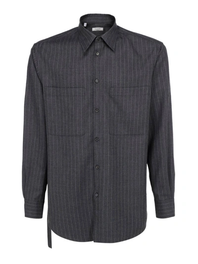 Shop Valentino Pinstriped Shirt In Grey