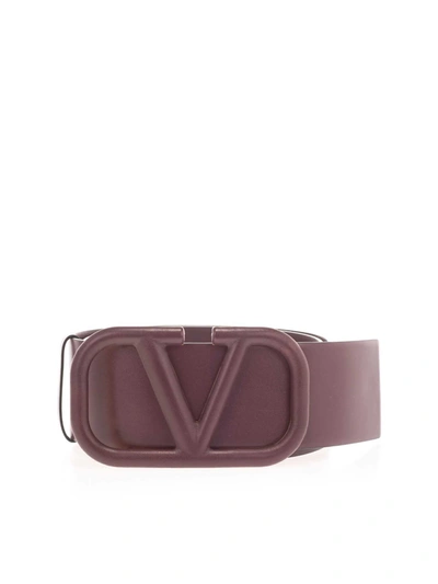 Shop Valentino V Logo Belt In Boredeaux In Red