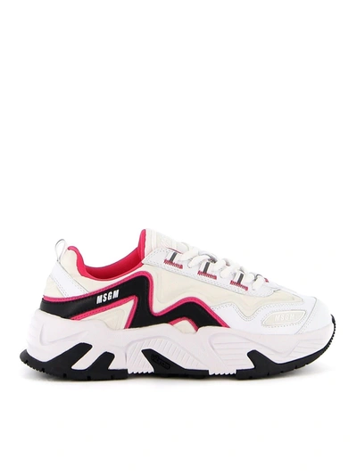 Shop Msgm Leather And Neoprene Sneakers In Multicolor