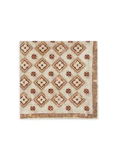 Shop Brunello Cucinelli Men's Reversible Floral Medallion & Tapestry Print Pocket Square In Brown