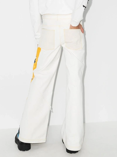 Shop Bethany Williams White Graphic Upcycled Wide Leg Trousers