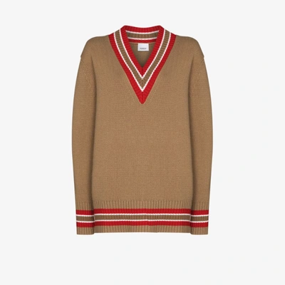 Shop Burberry Reese Oversized Cricket Sweater In Brown