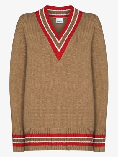 Shop Burberry Reese Oversized Cricket Sweater In Brown