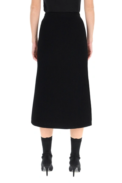 Shop Balenciaga Technical Knit Midi Skirt In Black