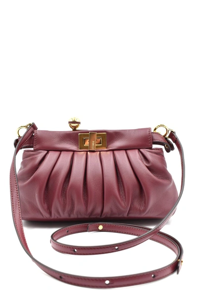 Shop Fendi Bags In Rosso Scuro+oro Soft