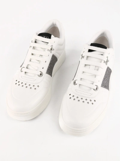 Shop Jimmy Choo Glitter Hawaii/f Sneakers In White