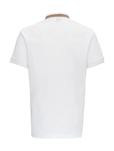 Shop Burberry Johnston Polo Shirt In White