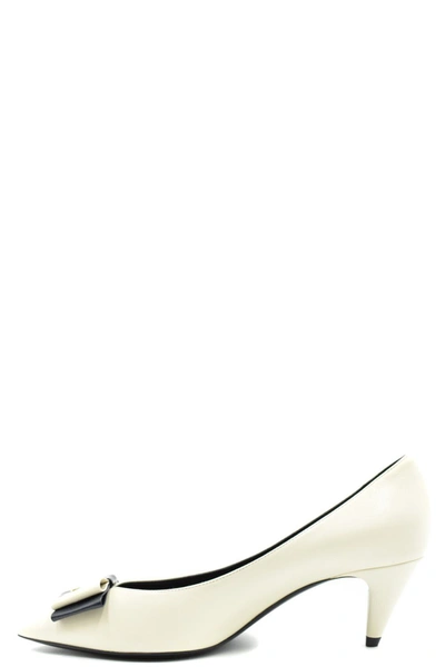 Shop Saint Laurent Flat Shoes In Pearl/nero