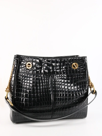 Shop Saint Laurent Claude Shopping Bag Croco Print In Black