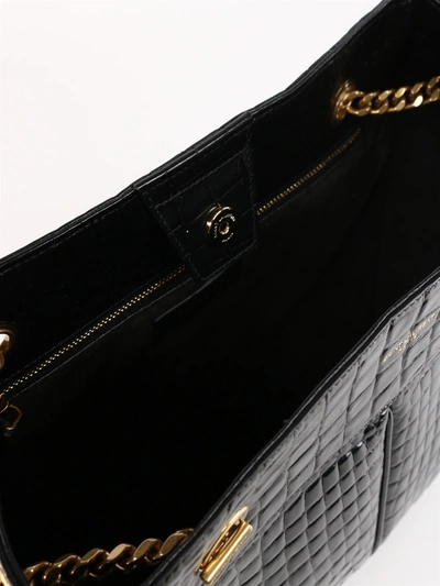 Shop Saint Laurent Claude Shopping Bag Croco Print In Black
