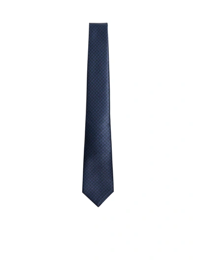 Shop Kiton Gingham-motif Silk Tie In Fondo Blu