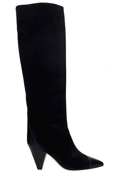 Shop Isabel Marant Leoul High Heels Boots In Black Suede