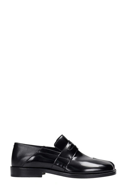 Shop Maison Margiela Tabi Loafers In Black Leather