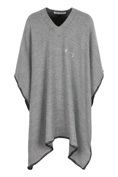 Shop Off-white Wool Poncho In Grey