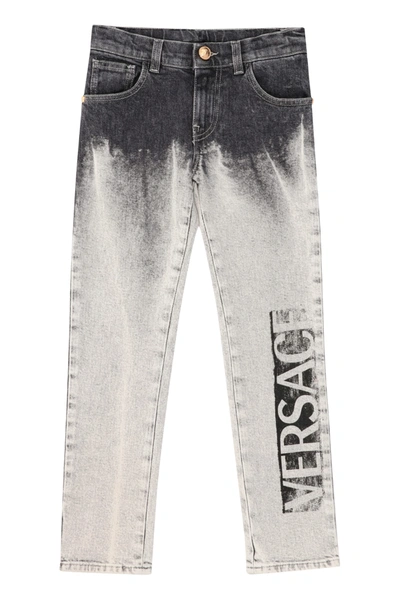 Shop Young Versace 5-pocket Jeans In Grey