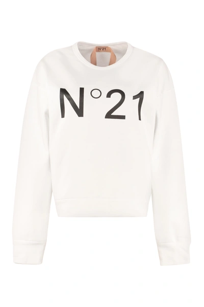Shop N°21 Cotton Crew-neck Sweatshirt In White