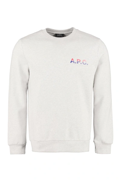 Shop Apc Michel Logo Detail Cotton Sweatshirt In Grey
