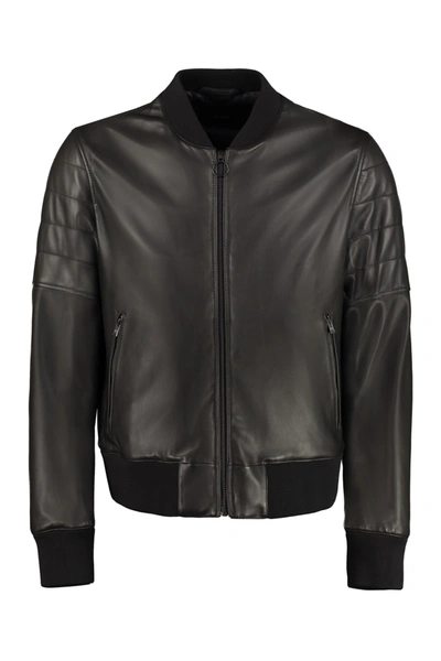 Shop Hugo Boss Gipon Leather Jacket In Black