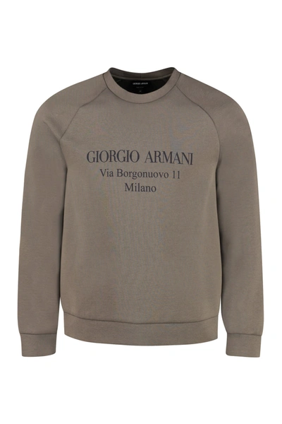 Shop Giorgio Armani Printed Cotton Sweatshirt In Grey