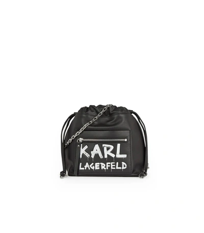 Shop Karl Lagerfeld K/soho Graffiti Black Bucket Bag In Nero (black)