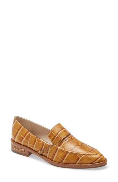 Freda Salvador Women's Light Apron-toe Loafers In Mustard Embossed Croc | ModeSens