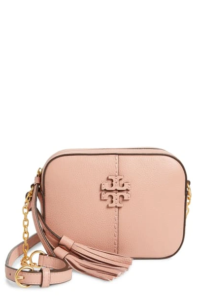 Shop Tory Burch Mcgraw Leather Camera Bag In Pink Moon