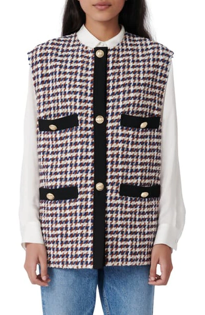 Shop Maje Houndstooth Tweed Vest In Multicolor
