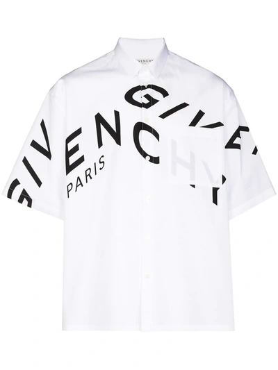 Shop Givenchy Refracted-logo Short-sleeve Shirt In White