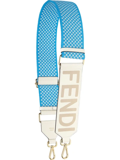 Shop Fendi Logo-print Check Bag Strap In Blue