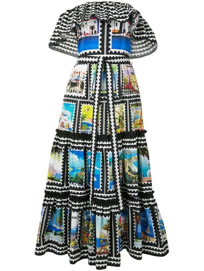 Shop Mary Katrantzou Cannes Postage Stamp Print Dress In Black