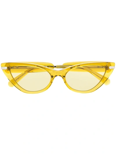 Shop Viktor & Rolf Yellow Cat-eye Glasses
