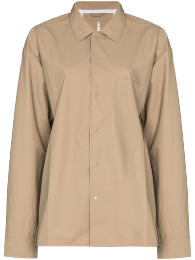 Shop Rains Oversized Button-up Shirt In Neutrals