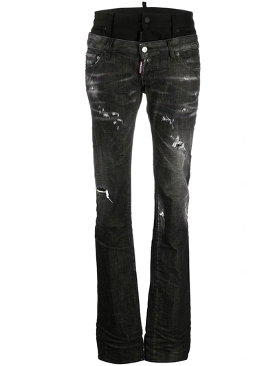 Shop Dsquared2 Sharpei Straight-leg Jeans In Black