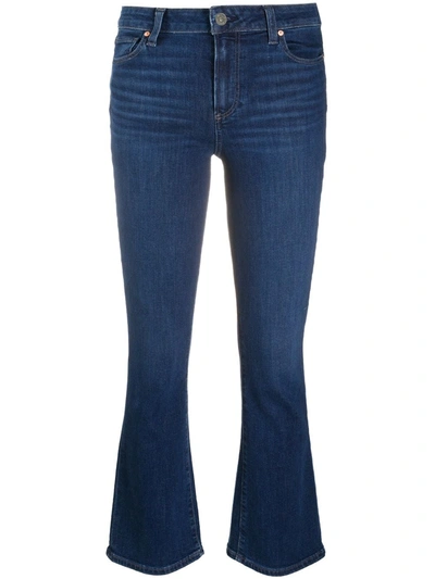 Shop Paige Cropped Flared Trousers In Blue