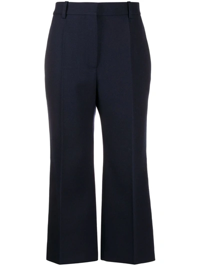 Shop Victoria Beckham Cropped Tailored Trousers In Blue