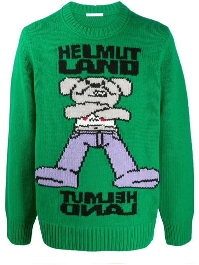 Shop Helmut Lang Intarsia-knit Logo Jumper In Green