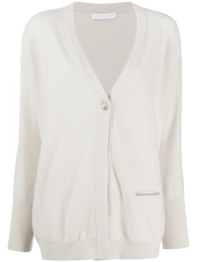 Shop Fabiana Filippi Chain-link Detail Cardigan In Neutrals